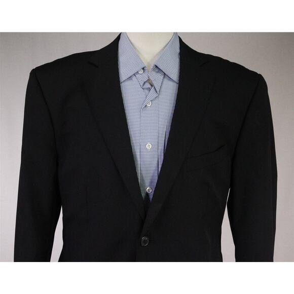 Z Zegna Solid Black 2-Btn Wool Blazer Jacket Men's 42R - Picture 3 of 10